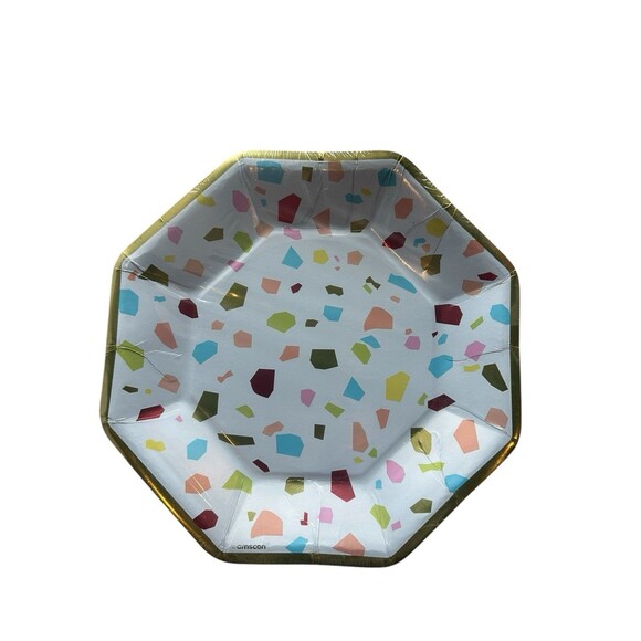 Party Supplies Bundle 6 Gold Confetti Palazzo Plates Tablecloth Napkins Decor - Picture 2 of 6